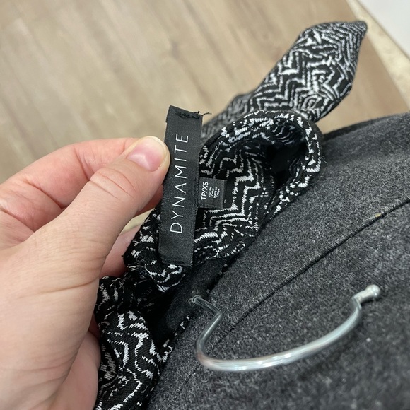 Dynamite Tight Black & White Long Sleeve Mini Dress - Picture 3 of 3